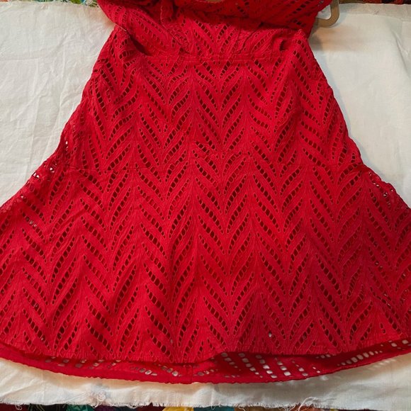 Bardot - Kira Crochet Ruffle Mini Dress | Lipstick Red | Size: US 4 / XS | NWT - Picture 8 of 12